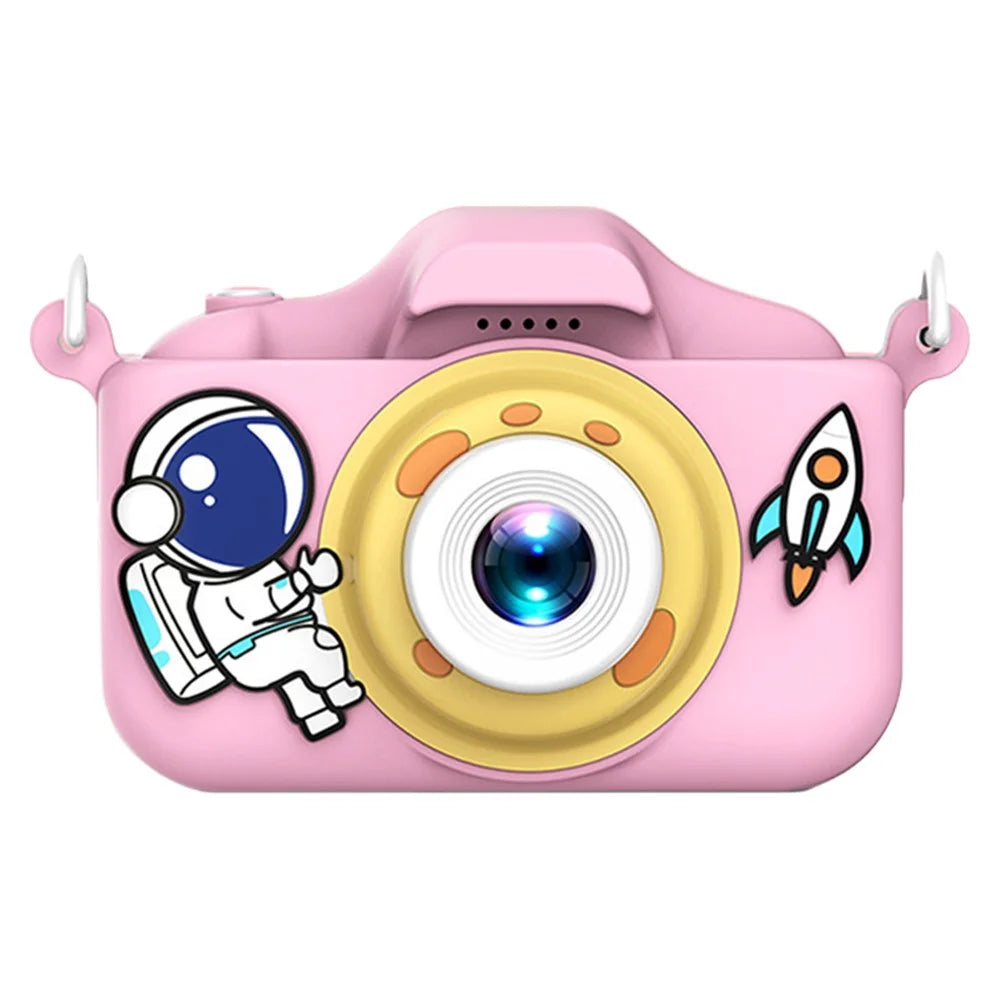 X200 Spaceman Decor Dual-Lens Kid's Educational Camera Mini Size High Definition Children Video Camera Toy for Boys Girls - Pink - 1