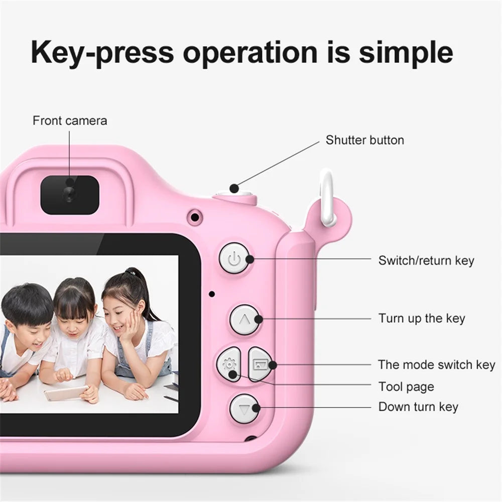 X200 Spaceman Decor Dual-Lens Kid's Educational Camera Mini Size High Definition Children Video Camera Toy for Boys Girls - Pink - 5