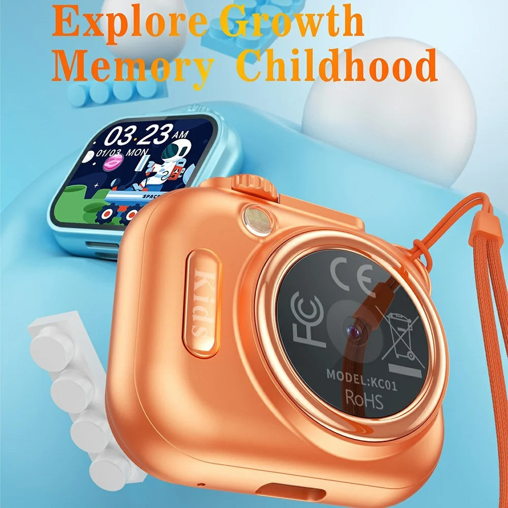 KC01 Kids Camera Toy with 1.85 Inch Screen 16X Zoom Mini Camera Built-in Games Music Stories for Boys Girls - Pink - 2
