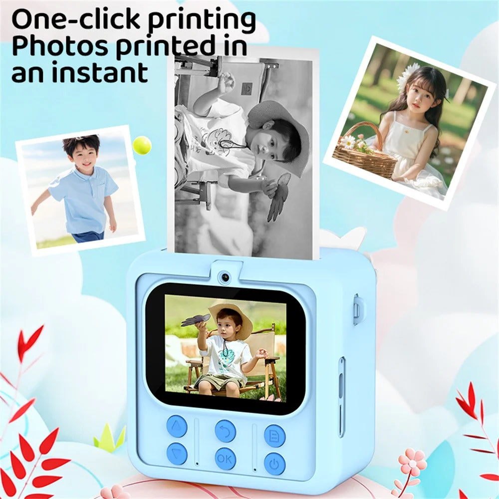M07 2.4 Inch Kids Instant Printing Camera Dual HD Camera System Cartoon Style Thermal Printing Camera Toy for Children Photography - Unicorn Purple - 4