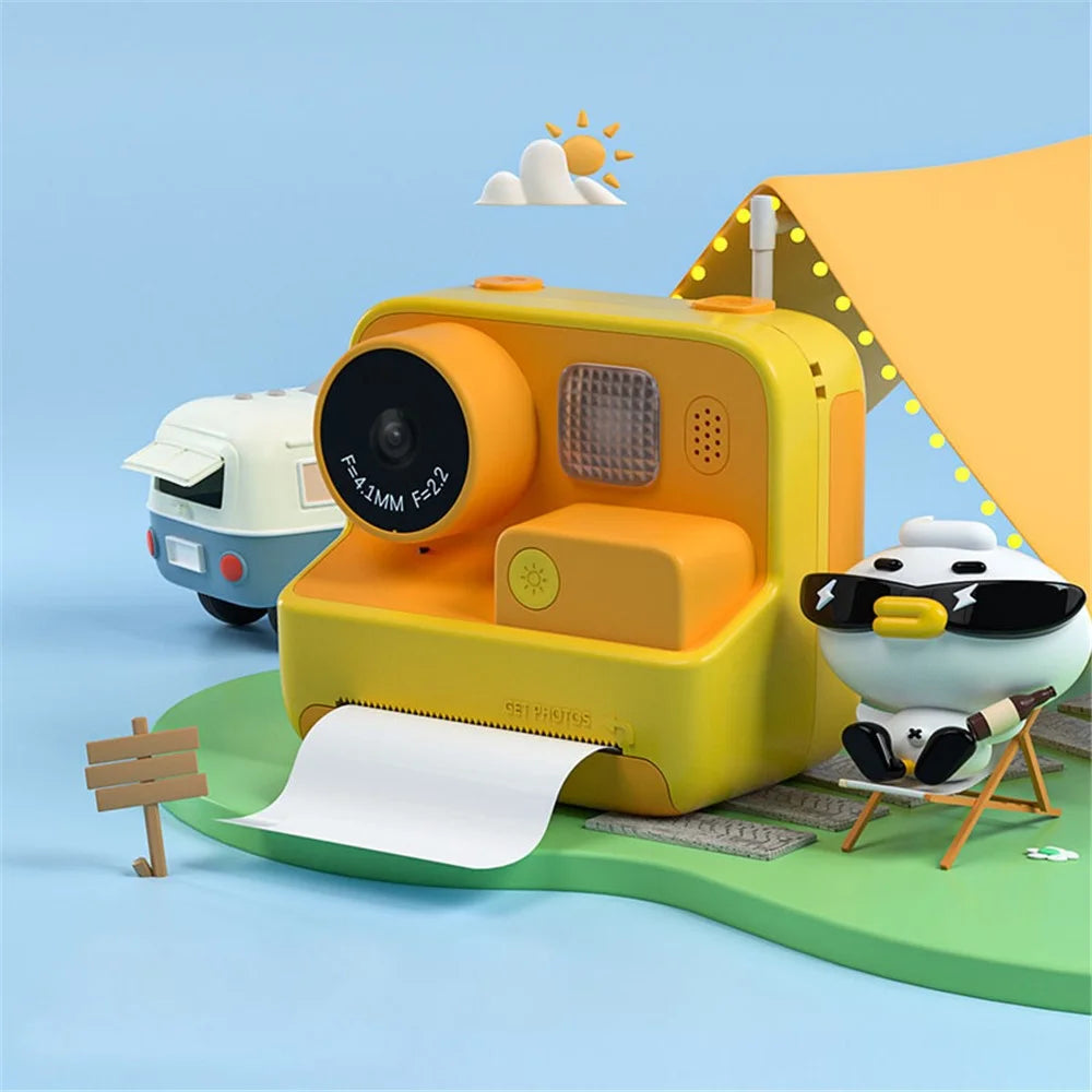 KOOOL K27 2-inch Screen ABS+PC Kids Instant Printing Camera Toy HD Dual Lens Rechargeable Camera - Yellow - 4
