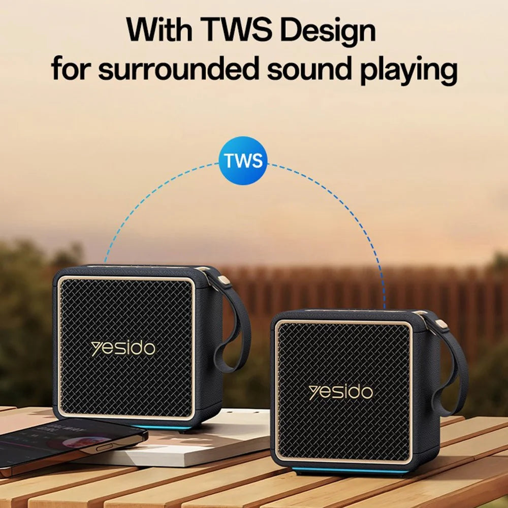 YESIDO YSW47 Bluetooth-compatible 5.3 Speaker 30W IPX6 Waterproof TWS Stereo RGB Light Portable Wireless Speaker for Outdoor - Black - 4