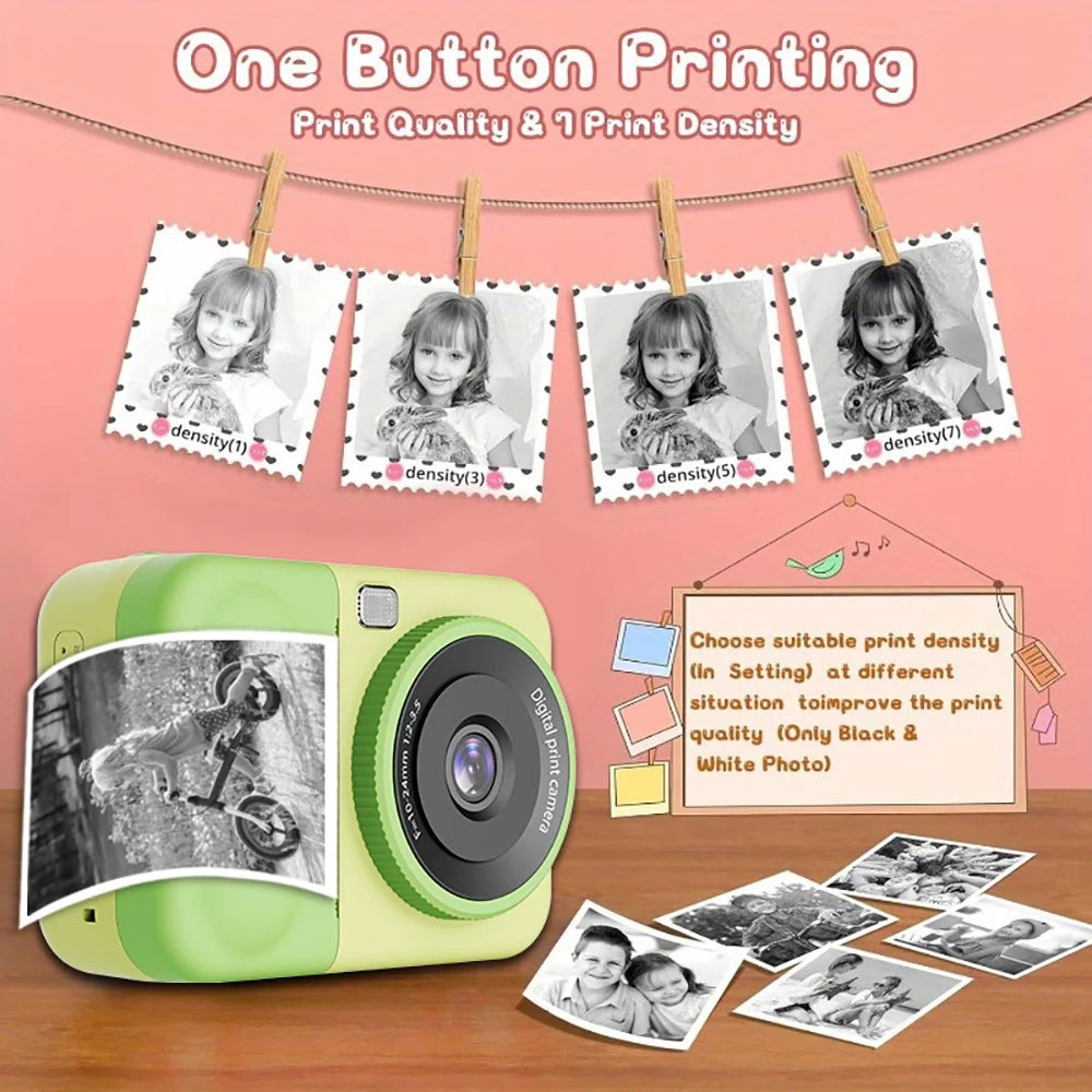 S11 Kids Instant Print Camera with 2.4 Inch Flip Screen 6X Digital Zoom 1080P Video Recorder - Pink - 3