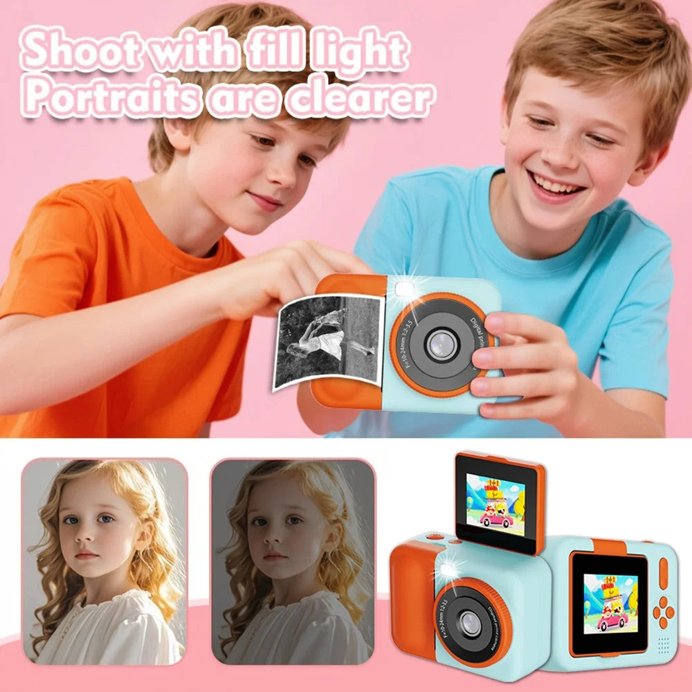 S11 Kids Instant Print Camera with 2.4 Inch Flip Screen 6X Digital Zoom 1080P Video Recorder - Pink - 4