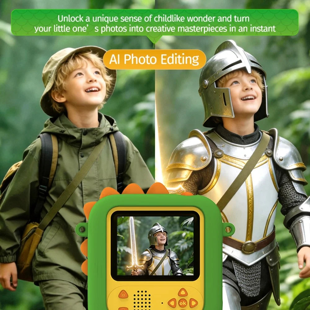 AI-D2 2.4inch AI Smart Voice Camera Instant Print Kids Camera with Learning Assistant - Green - 4
