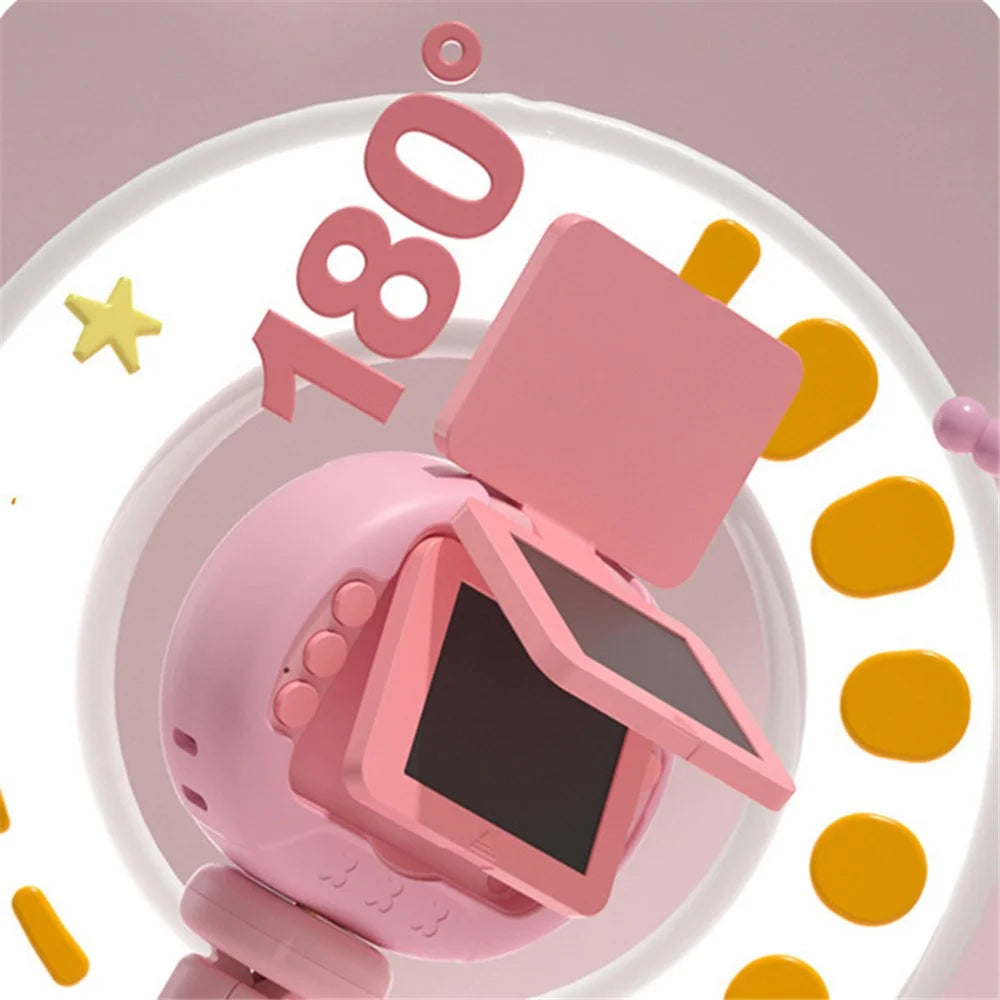 K62 2.4" Flip-Up HD Screen Children Camera Photo / Video Portable Mini Camera with 16G Memory Card, Tripod Stand, Lanyard - Rabbit - 2