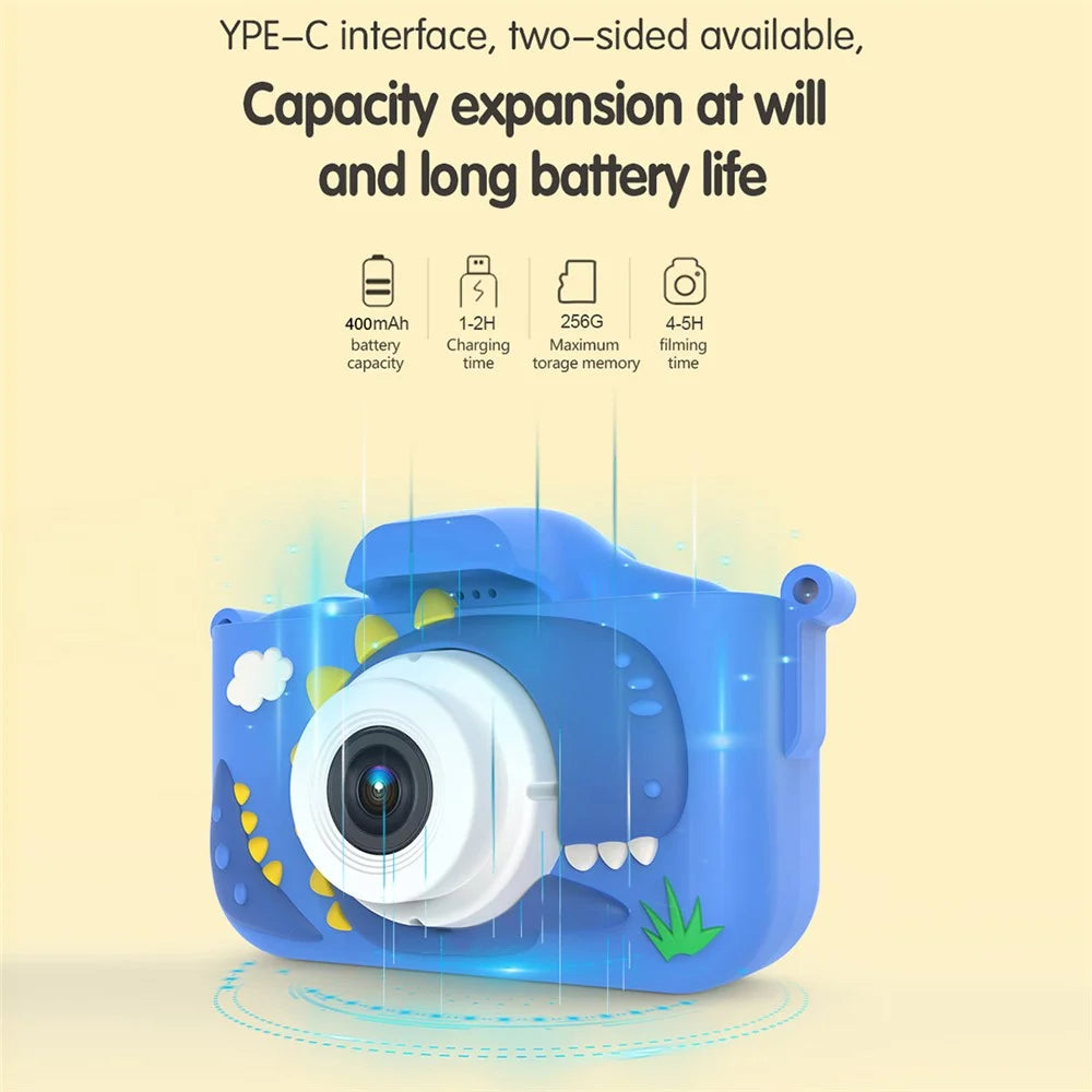 X13S Cartoon Dinosaur Dual Lens Kids Camera Toy with 32G TF Card + Card Reader (CE Certified) - Blue - 5
