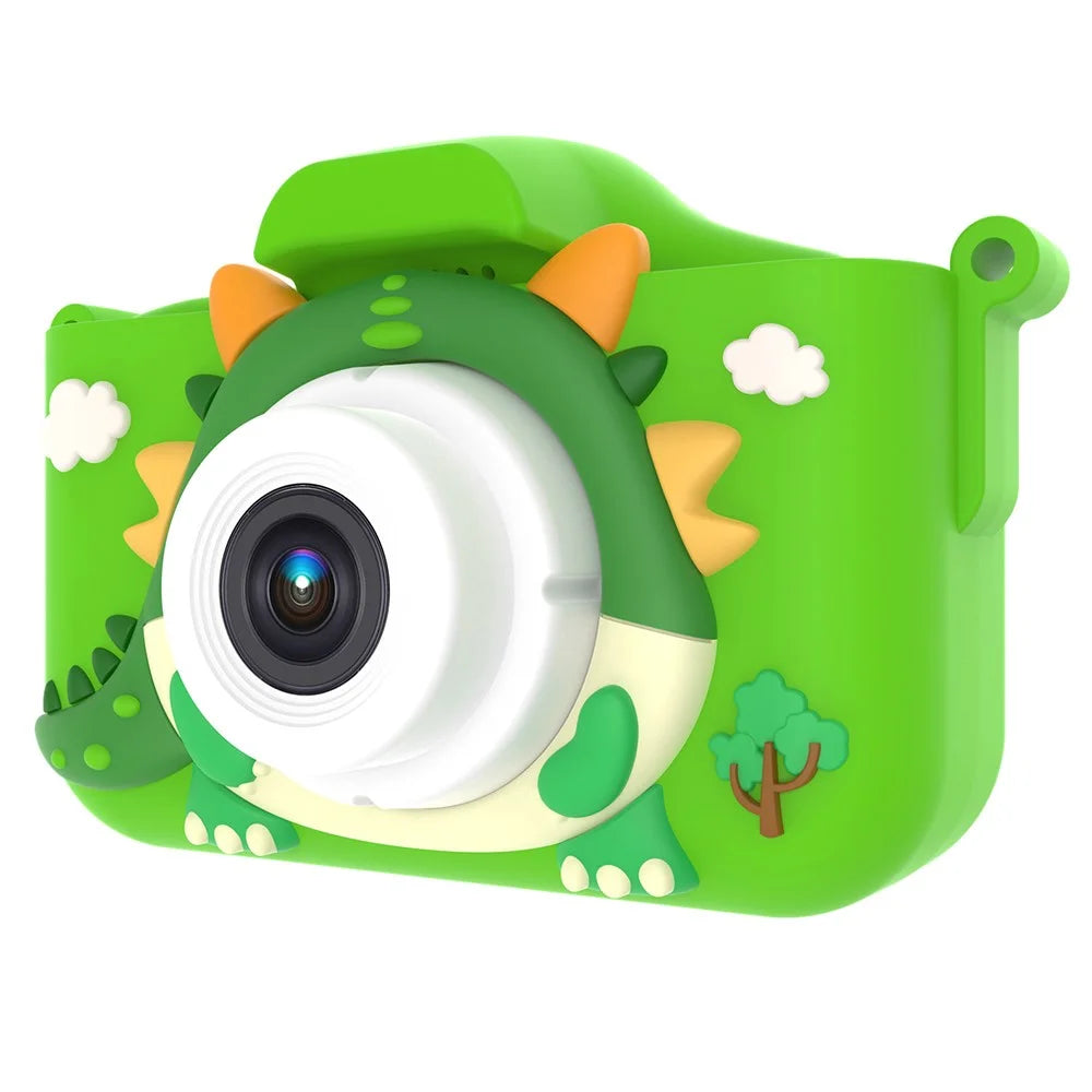 X12S Kids Camera 2.0 Inch IPS Screen Cartoon Dragon Video Recorder Cam, 32G TF Card+Card Reader (CE Certified) - Green - 1