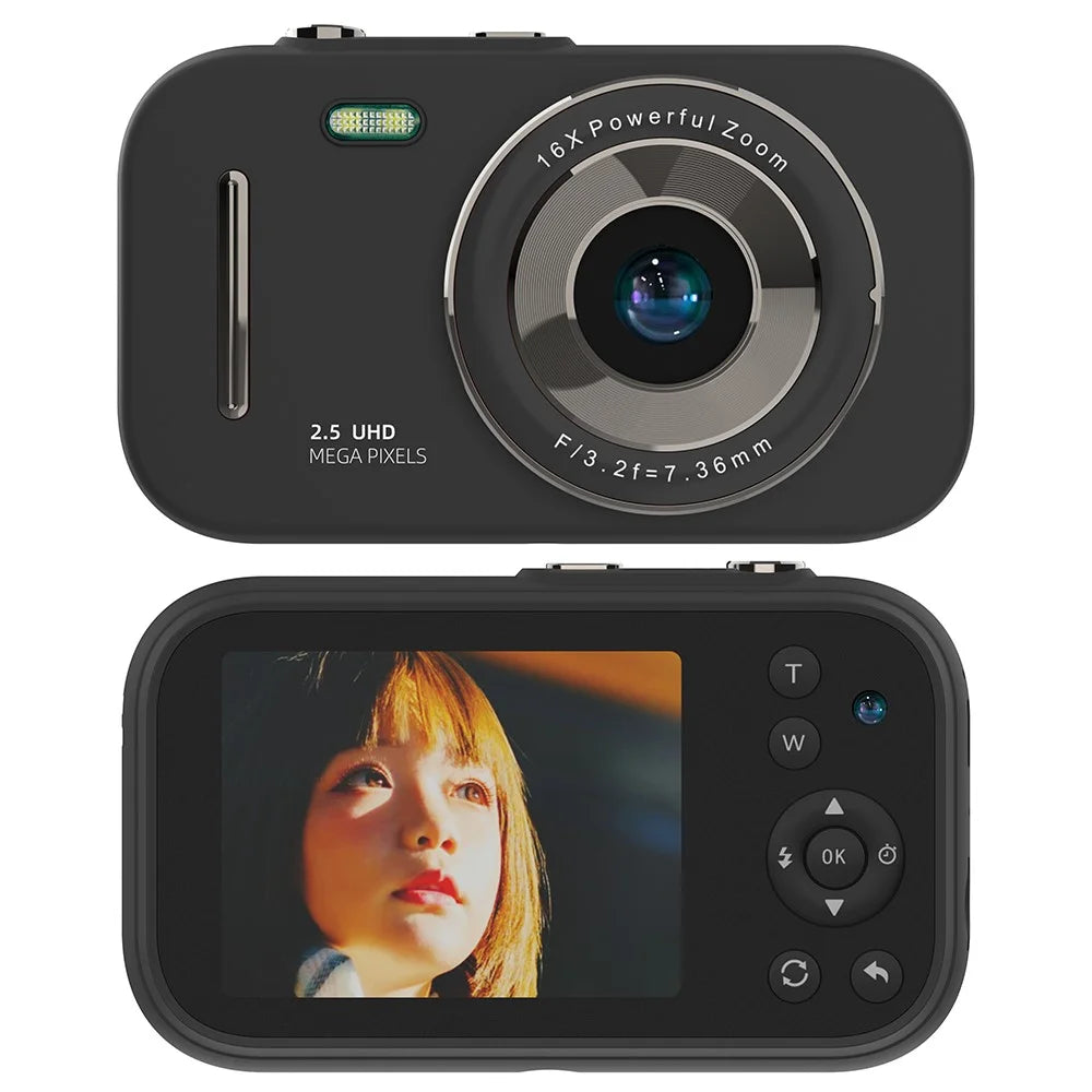 H17 2.8-inch IPS Screen Student Entry-Level Digital Camera HD Dual Lens CCD Camera - Black - 1