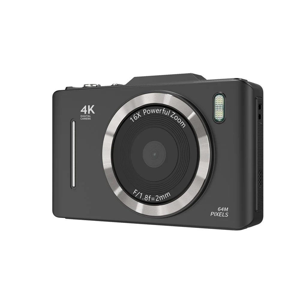 H16 Digital Camera with 2.8 Inch IPS Screen 16X Digital Zoom Anti-Shake CCD Camera Built-In Flash - Black - 2