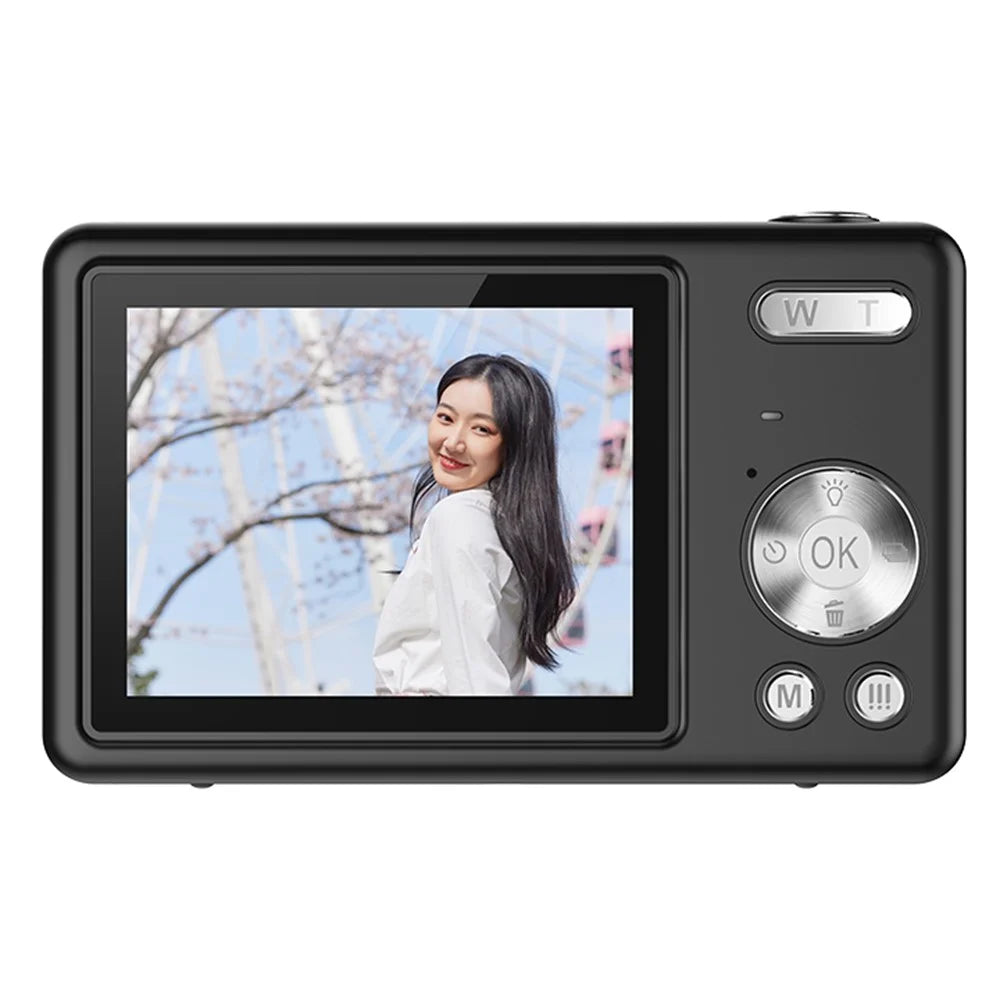 Q12 2.4 Inch HD Digital Camera 4K Video Recording Students CCD Camera without TF Card - Black - 2
