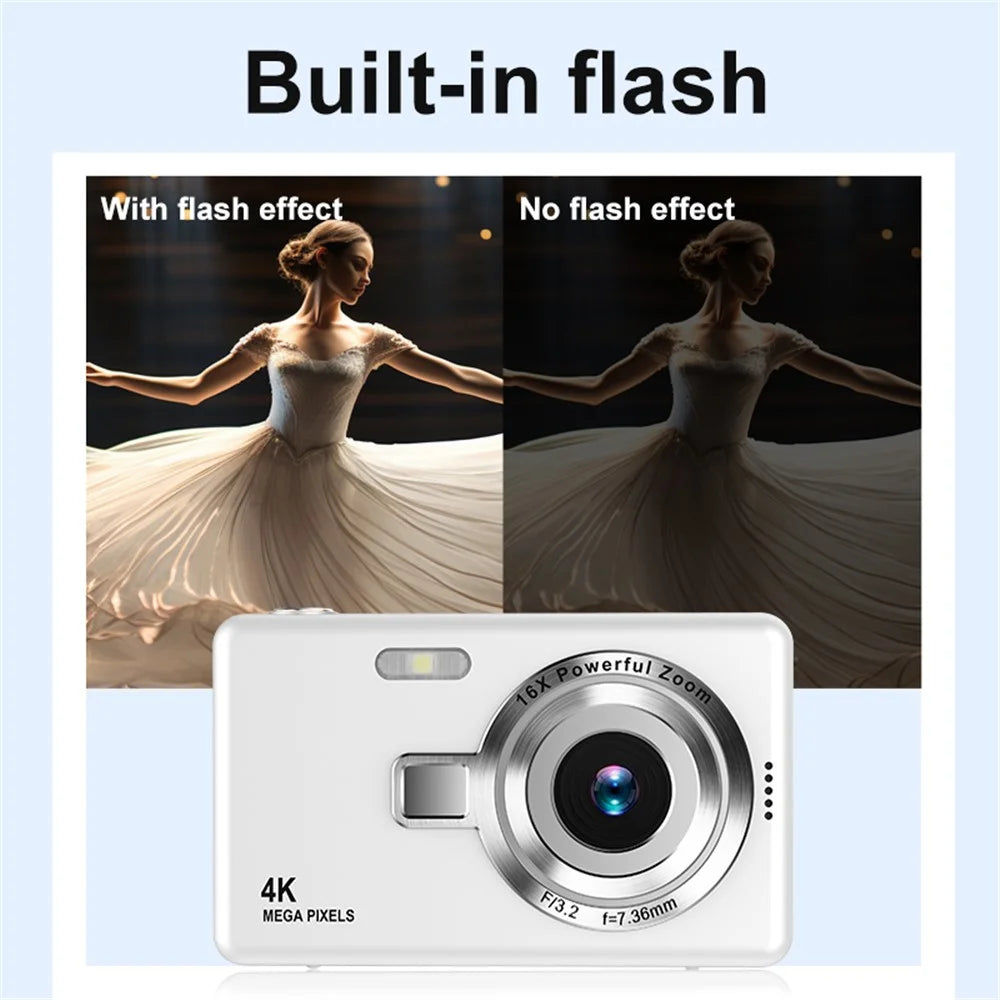 Q12 2.4 Inch HD Digital Camera 4K Video Recording Students CCD Camera without TF Card - Black - 7