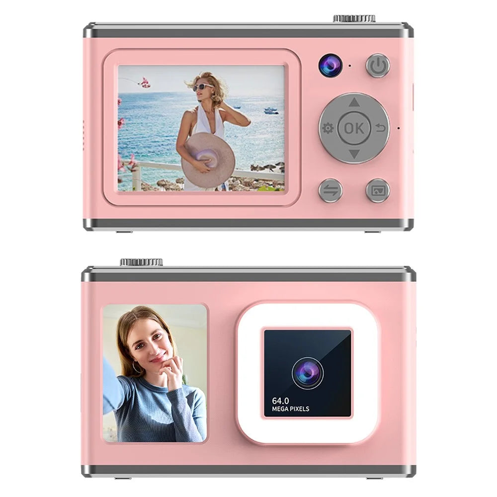 Y23 2.4 Inch HD Screen Dual Lens Video Recording CCD Digital Camera with Fill Light ( without TF Card ) - Pink - 1