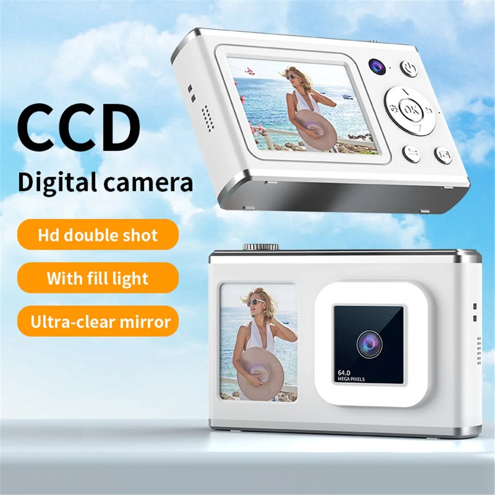 Y23 2.4 Inch HD Screen Dual Lens Video Recording CCD Digital Camera with Fill Light ( without TF Card ) - Pink - 2