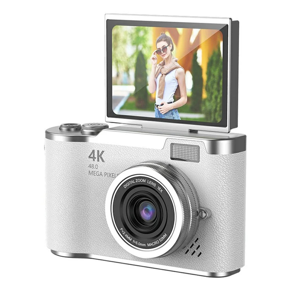 LK007 2.4 Inch Flip Screen High Definition Digital Camera 8X Zoom Auto Focus CCD Camcorder - White - 1