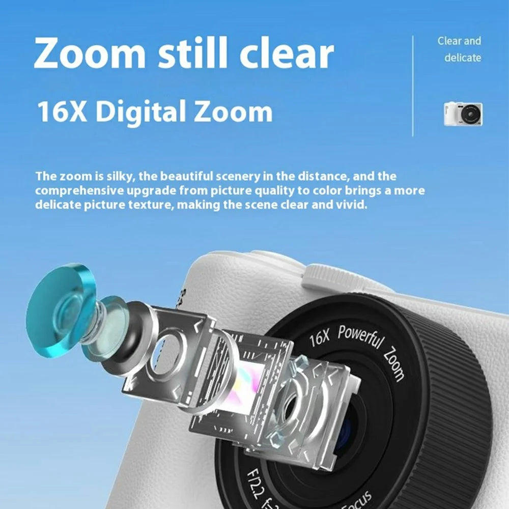 H8 3 Inch Flip Screen 48MP CCD Digital Camera 16X Digital Zoom 4K Video Recorder with 64G TF Card + Card Reader - 2