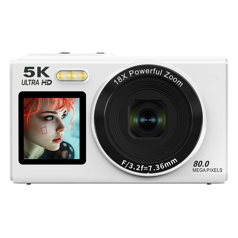 S150PRO Dual Screen Portable Digital Camera High Resolution CCD Selfie Camera, with 64G TF Card + Card Reader - White - 1
