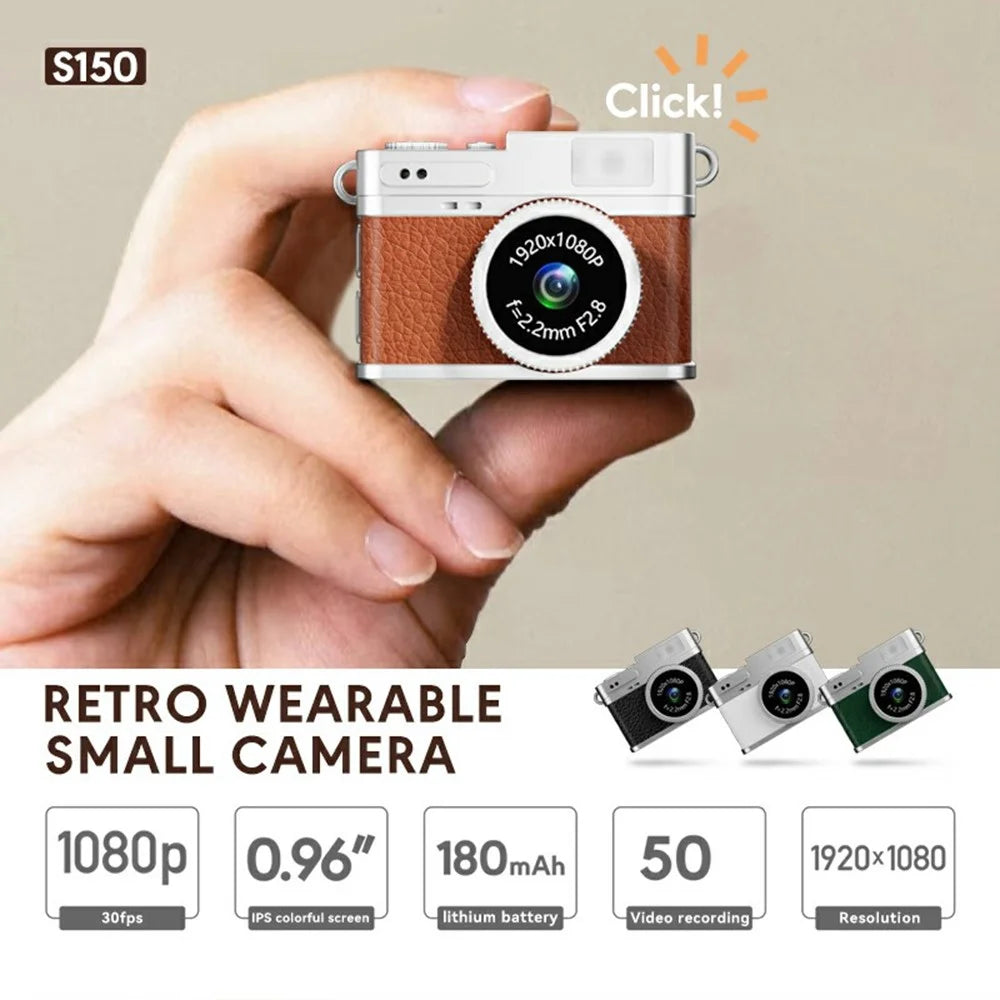 S150 Wearable Mini Camera 1080P HD Video 0.96 Inch IPS Display Necklace Pendant Retro Camera - Brown - 2