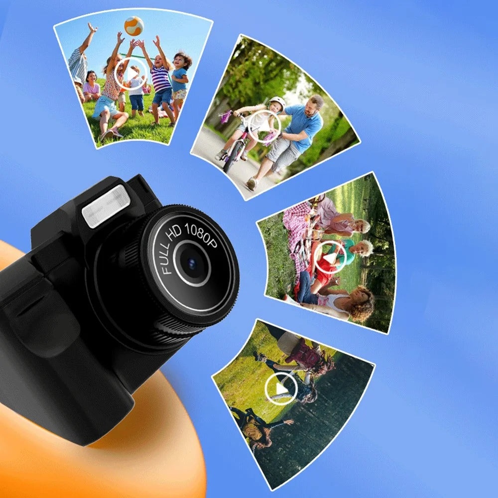 D7 0.96 Inch Screen Mini Digital Camera Built In Filters HD Photo Video Recording Retro Camera (With 32G TF Card) - Black - 2