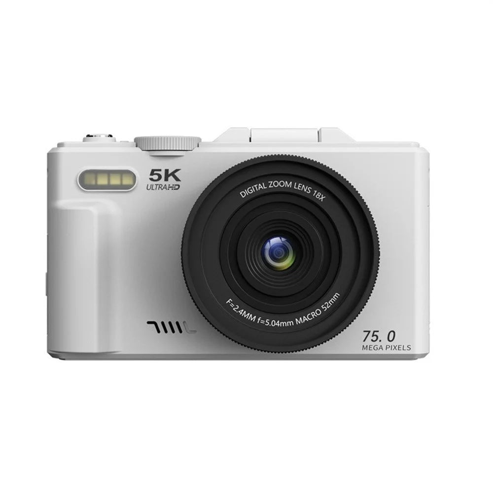 WD08 3.0 Inch HD Flip Screen Digital Camera 5K Video Recorder with 32GB Card (Single Battery) - White - 2