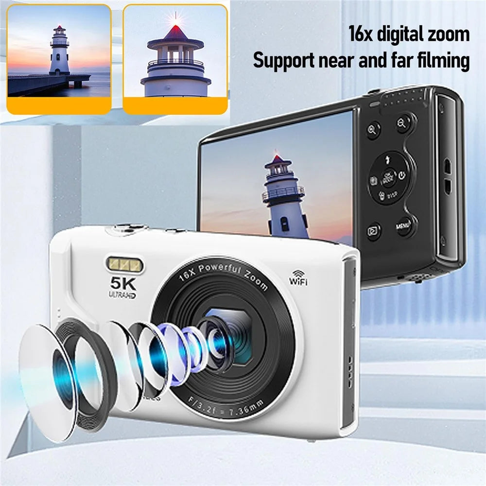 S95 Pro 5K Digital Camera 16x Zoom WiFi 72MP 2.8 Inch LCD Screen Photography Camera with 32GB Memory Card - Black - 2