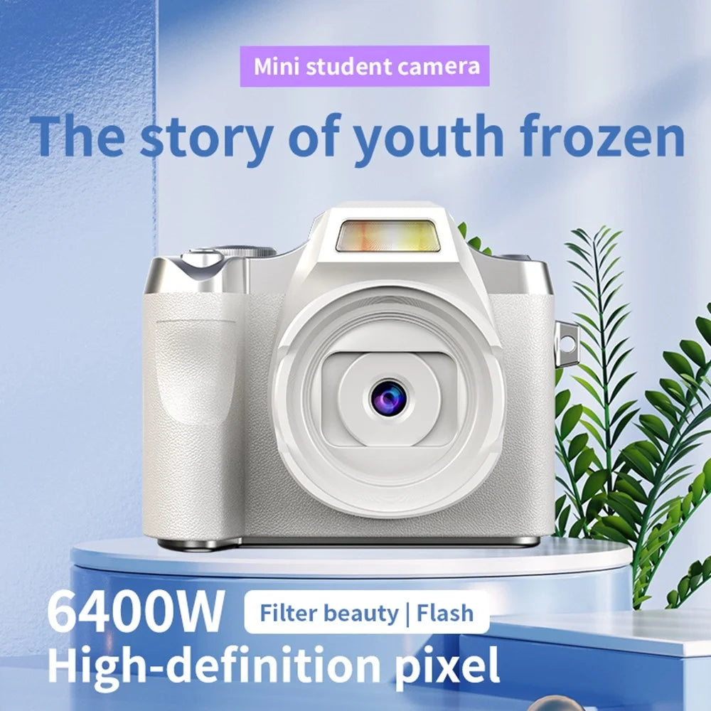 LK-011 1.54 Inch Mini Digital Camera for Students Portable Retro HD Video Recording CCD - White - 6