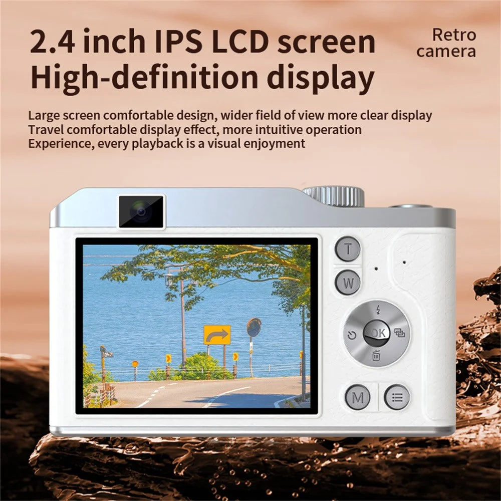 Y01 2.4 Inch IPS Screen Retro Digital Camera CCD 16X Digital Zoom HD Dual Lens Video Recorder, with 32GB Card + Card Reader - Black - 5