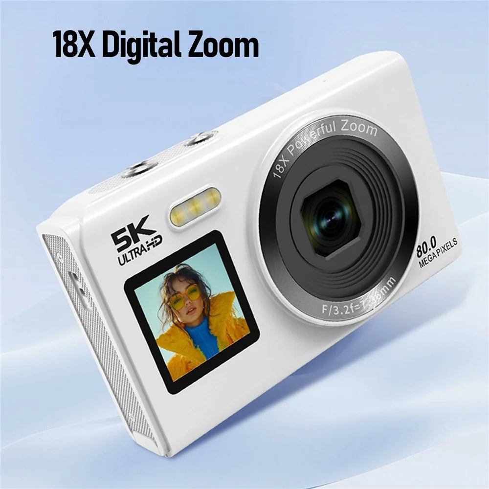 S150 Pro 5K Digital Camera Dual Screen 18X Digital Zoom 80MP WiFi Camcorder with Built-in Flash - White - 6