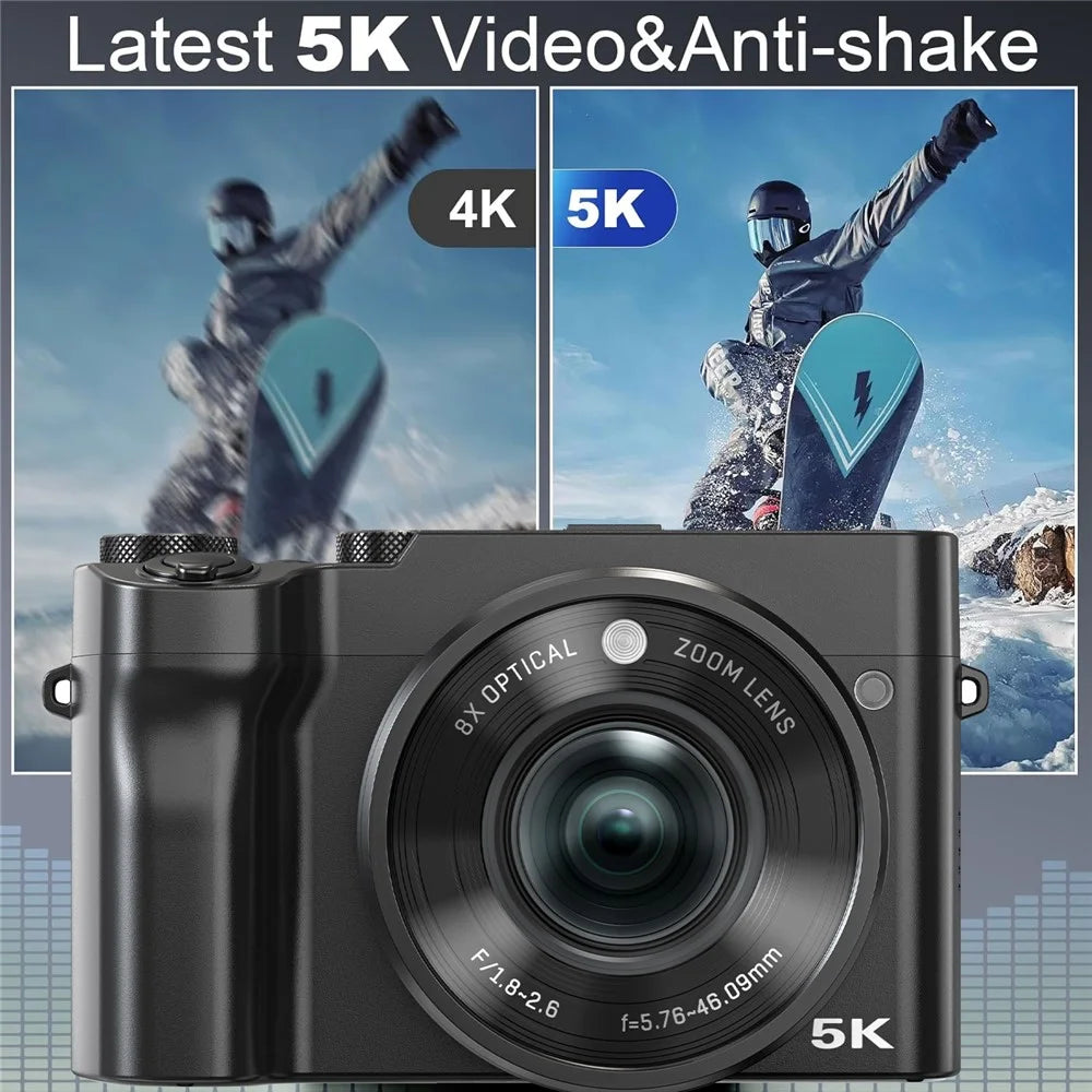 DC209X Digital Camera 64MP 5K Video Recording EIS Stabilization Dual Lens Camera with 32GB Memory Card - 6