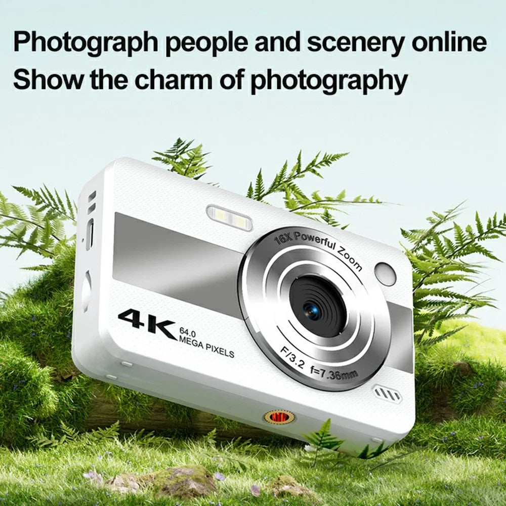 H11 2.4 Inch Portable Digital Camera 16X Digital Zoom HD Video Recording CCD Built In LED Flash, with 32GB Card + Card Reader - White - 5