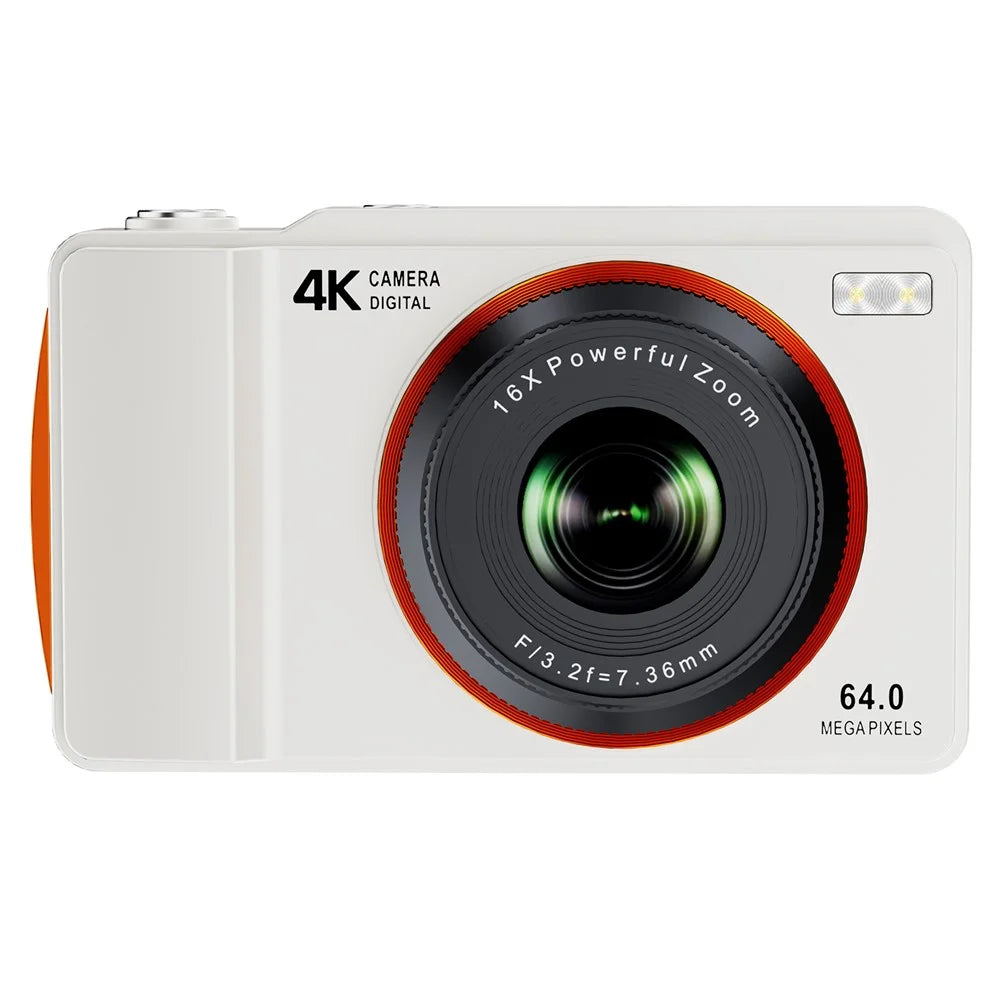 H14 2.4 Inch IPS Screen Retro Digital Camera 16x Zoom Portable Dual Lens CCD with 32GB Card + Card Reader - White - 1