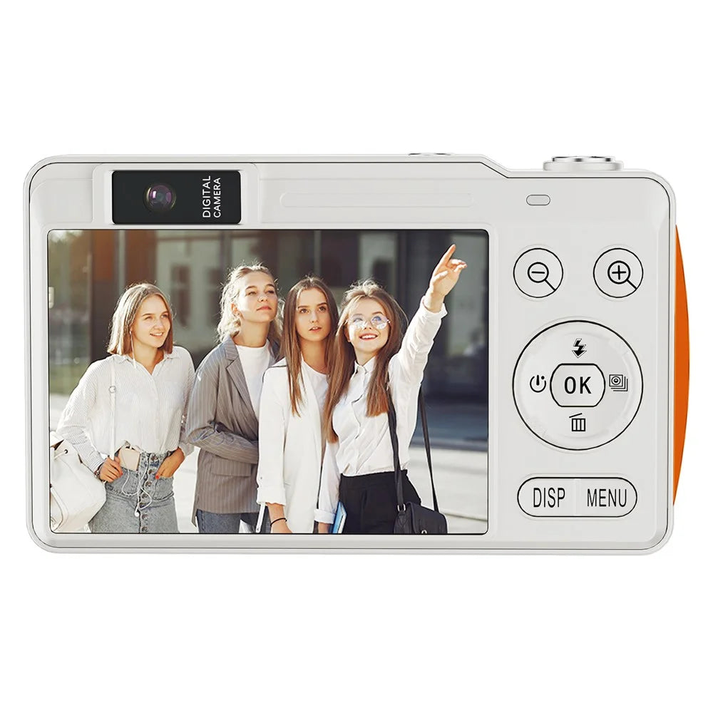 H14 2.4 Inch IPS Screen Retro Digital Camera 16x Zoom Portable Dual Lens CCD with 32GB Card + Card Reader - White - 2
