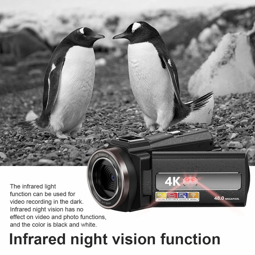 HDV-254KM 3.0 Inch Touch Screen 4K Digital Video Camera Ultra HD 48MP 16X Zoom IR Night Vision Cam - 6