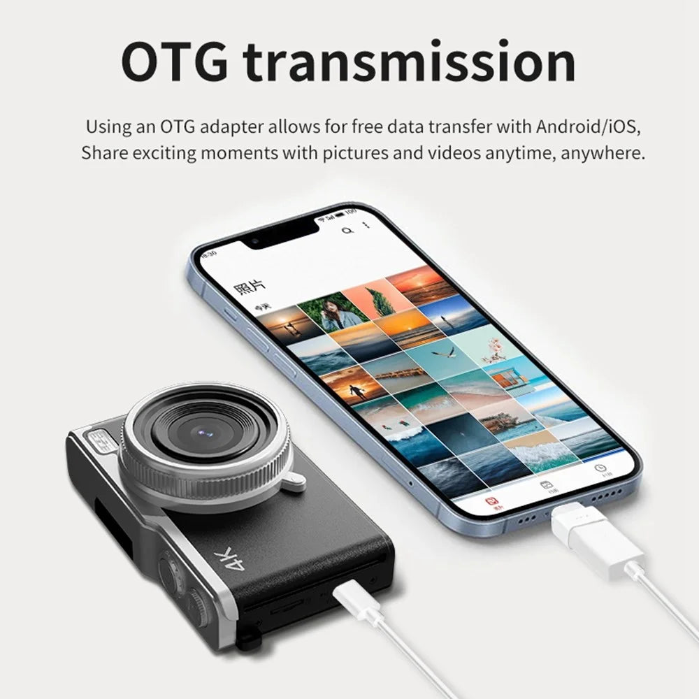 D72 2.4 Inch HD Flip Screen CCD Portable Digital Camera 4K Video Recording 16X Digital Zoom - Black - 3