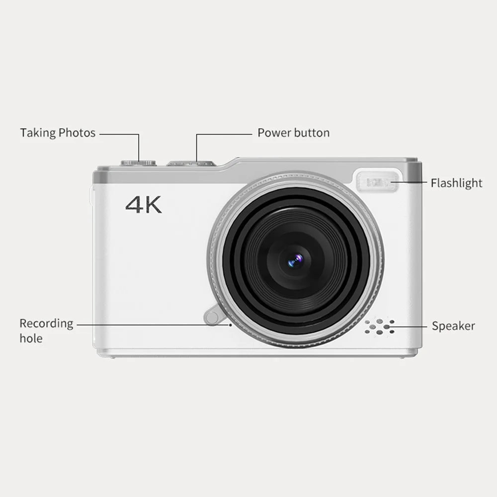 D72 2.4 Inch HD Flip Screen CCD Portable Digital Camera 4K Video Recording 16X Digital Zoom - Black - 7