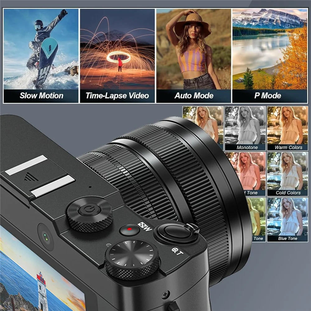 DC209X Digital Camera 8X Optical Zoom High Definition Shooting Camera with 5K Video Recording - Black - 5