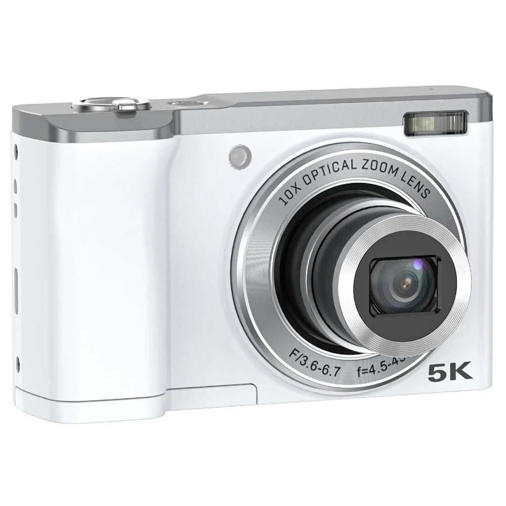 DC305X Digital Camera 5X Optical Zoom Anti Shake HD Dual Lens 5K Video Recorder, with 32GB Card - White / EU Plug - 2