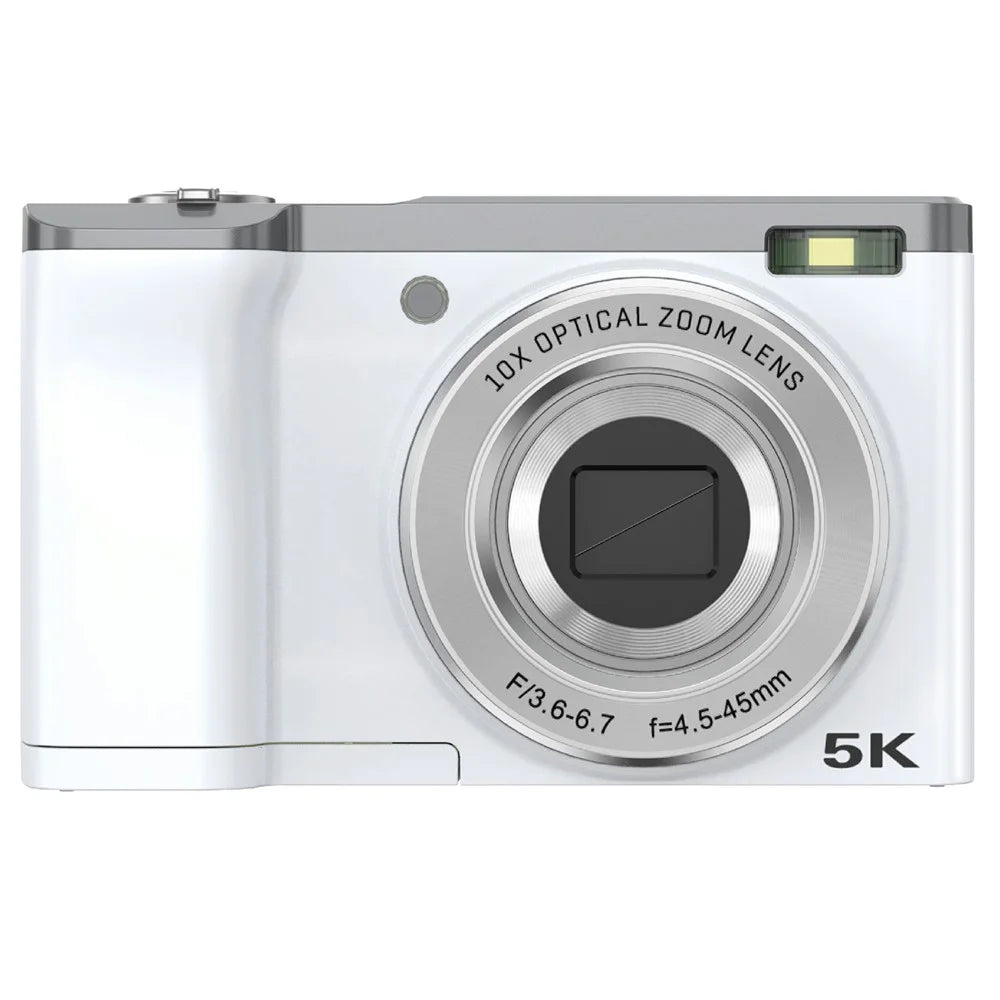 DC305X Digital Camera 5X Optical Zoom Anti Shake HD Dual Lens 5K Video Recorder, with 32GB Card - White / EU Plug - 3