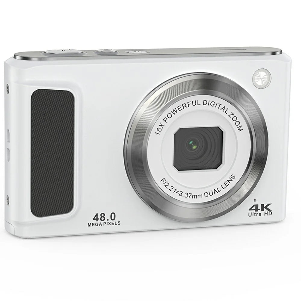DC308 For Students 2.8 Inch IPS Screen Digital Camera 16X Zoom 4K HD Dual Lens Camcorder, with 32GB Card - White / EU Plug - 2