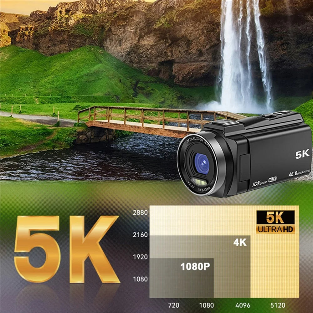 HDV-265K Digital Camera 5K Handheld Video Recorder 3X Optical Zoom 6 Axis Stabilization DV Camcorder, with 32GB Card - UK Plug - 5