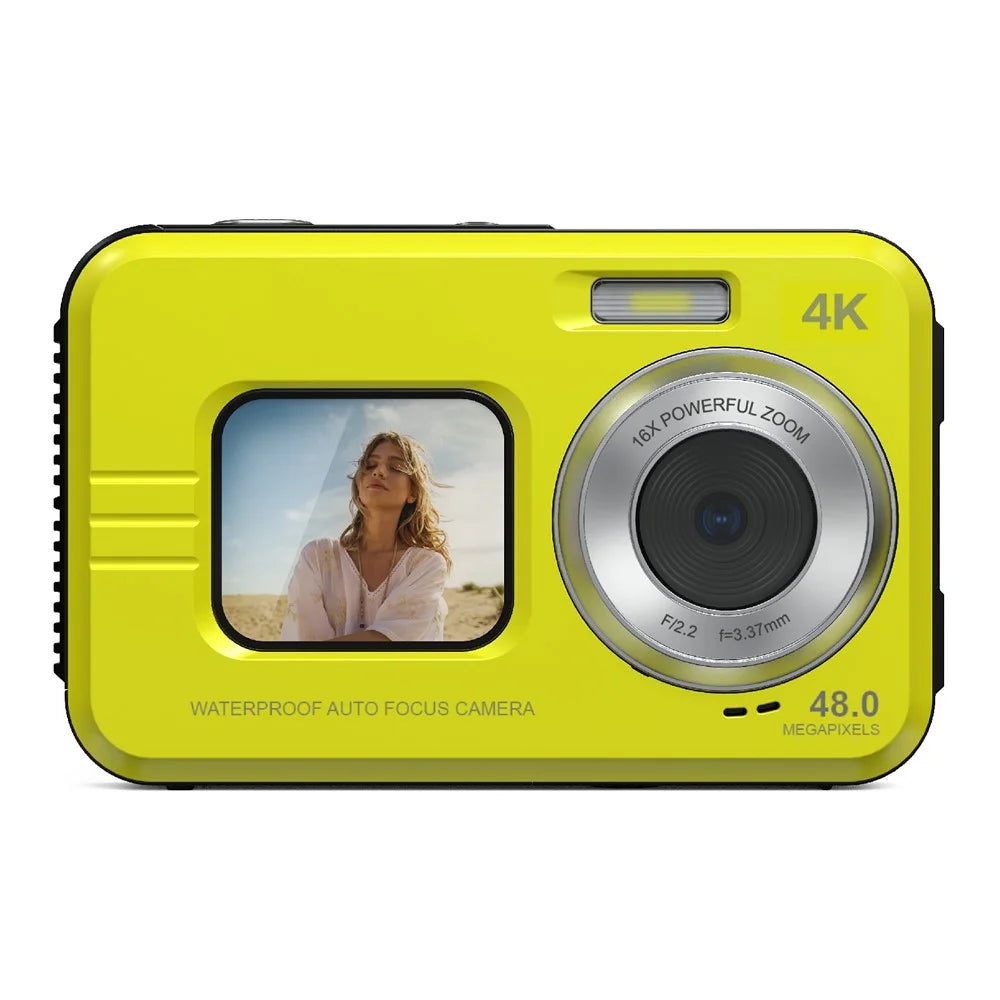 WDC901 For Outdoor Sports 4K Video Recorder 48MP Auto Focus HD Dual Screen Waterproof Digital Camera - Yellow - 1