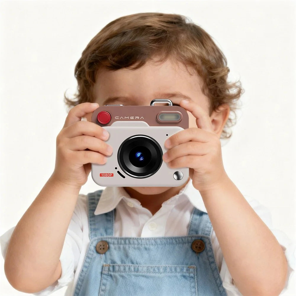 Y6000 Mini Keychain Retro Camera HD 1080P 48MP Tiny Pocket Size Photo Video for Travel Study Recording - Khaki - 3
