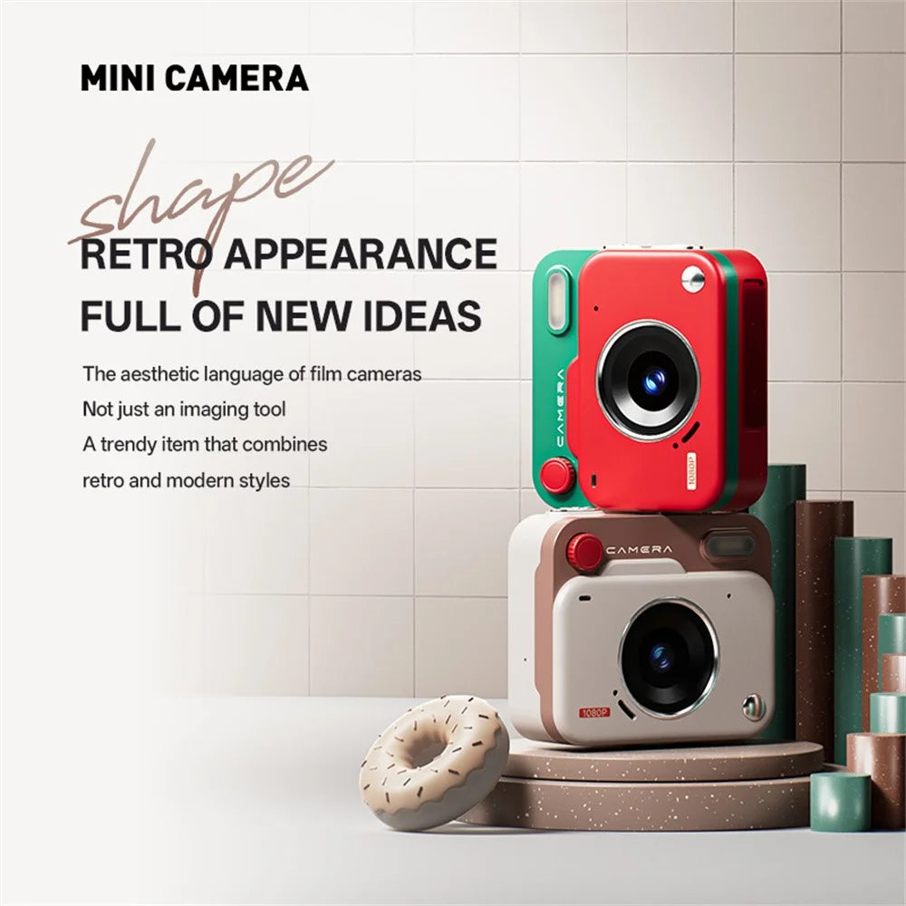 Y6000 Mini Keychain Retro Camera HD 1080P 48MP Tiny Pocket Size Photo Video for Travel Study Recording - Khaki - 6