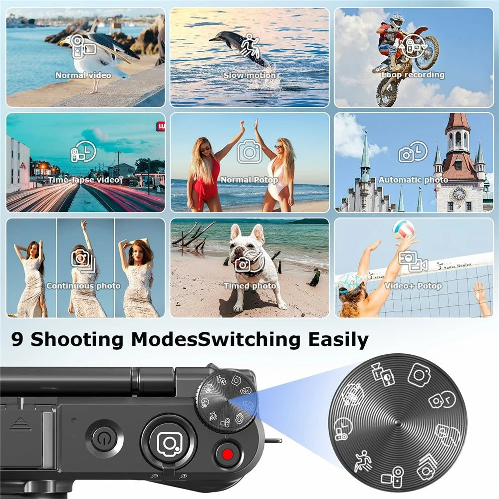 WD300-8K 88MP 8K 3 inch 180 Degree Flip Screen Digital Camera 18X Zoom WiFi Travel Camera with 32GB Card + Card Reader - Black - 4