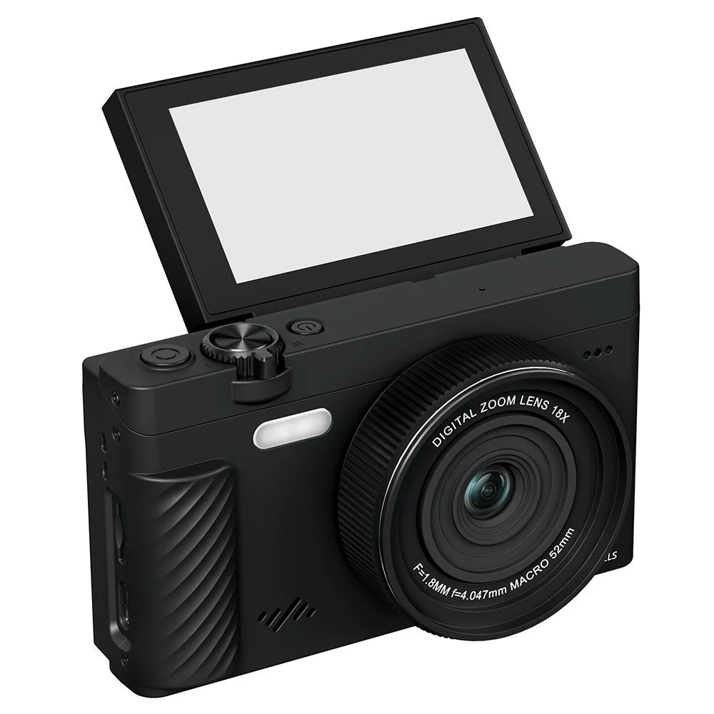 WD600-4K 75MP 4K Digital Camera 18X Zoom WiFi Travel Camera 3 inch 180 Degree Flip Screen with 64GB Card + Card Reader - Black - 2