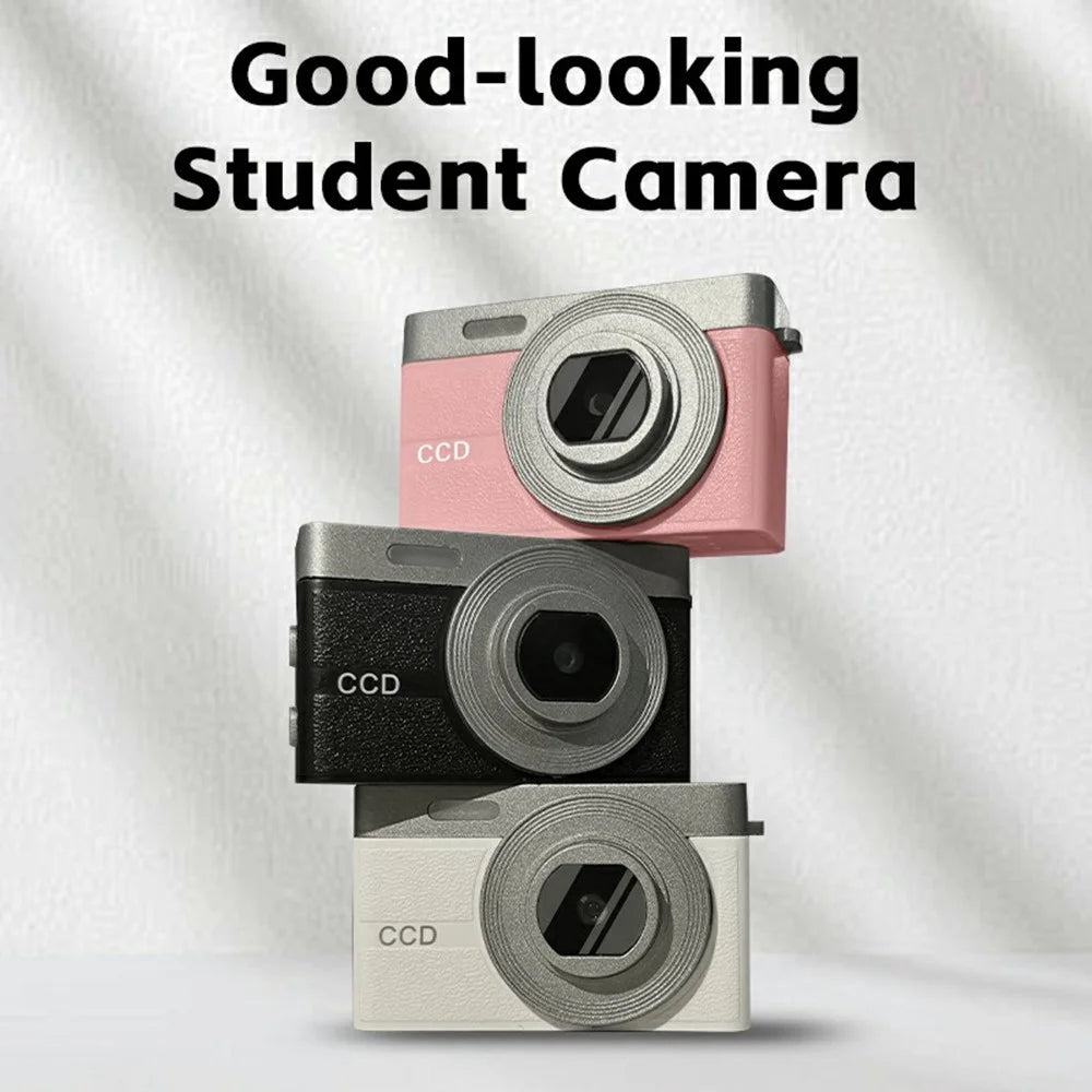 2Pcs 1080P Vintage Action Camera Portable Travel Recorder 1080P Mini Camera with Auto Focus Built-in Flash - White - 2