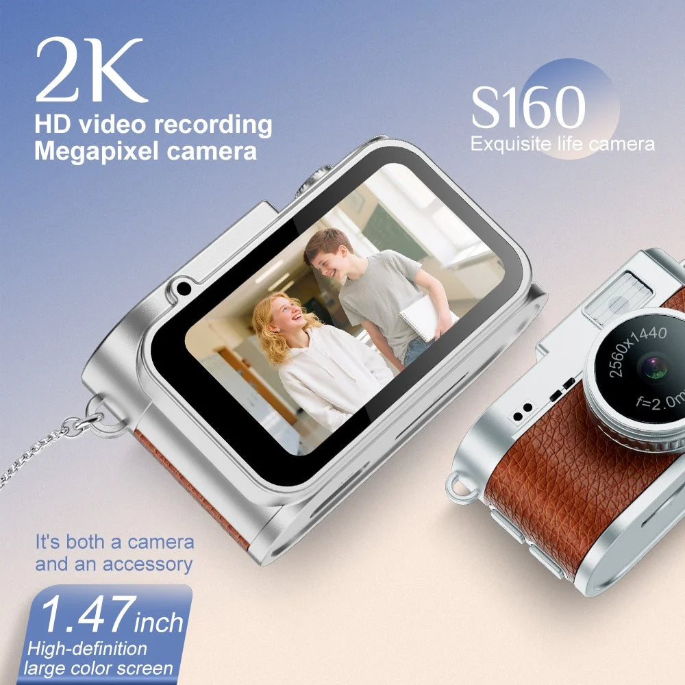S160 1440P 2K Mini Lifestyle Camera 1.47 inch IPS Screen Portable Digital Cam with Multiple Filters for Daily Recording - Brown - 2
