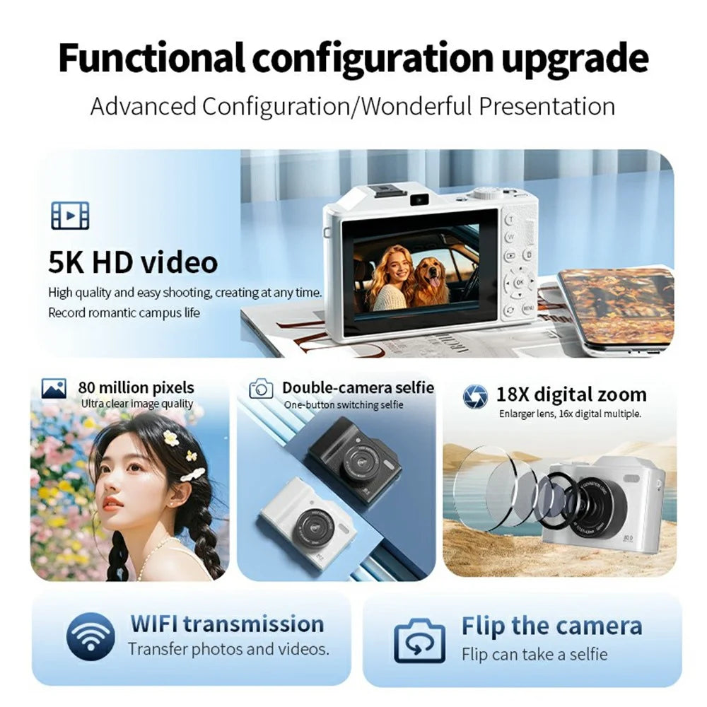 ORDRO Q3 3.5 Inch Touchscreen Digital Camcorder Dual Lens 18x Digital Zoom HD Video Recorder CCD - White - 5