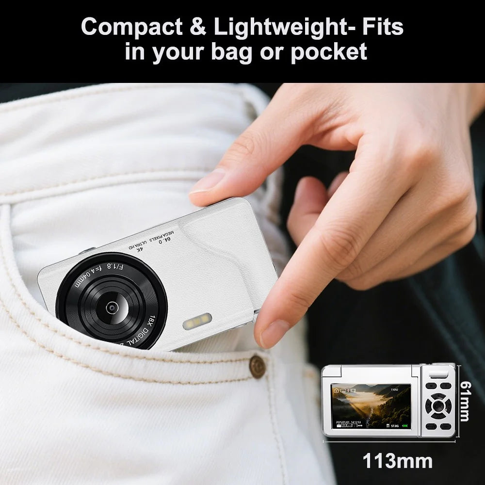 A65 3.0 inch 18X Digital Zoom Flip Screen Mirrorless Camera 20MP Student CCD Digital Camera without External Lens - Black - 6