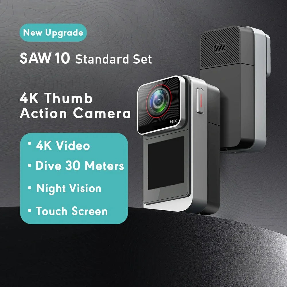 SAW10 4K Thumb Action Camera with 32GB TF Card Dual Touch Screen Mini Sport Camera Video Recorder - Black - 2